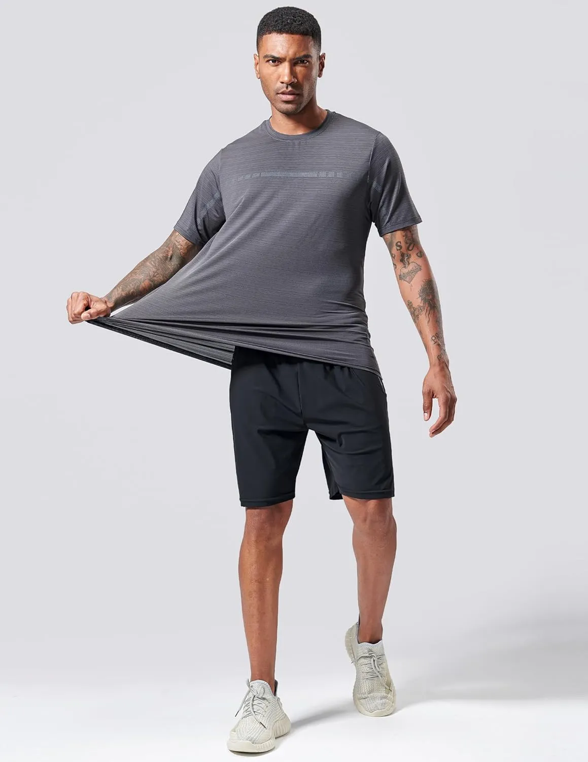 5 Pack Men??s Active Quick Dry Crew Neck T Shirts | Athletic Running Gym Workout Short Sleeve Tee Tops Bulk