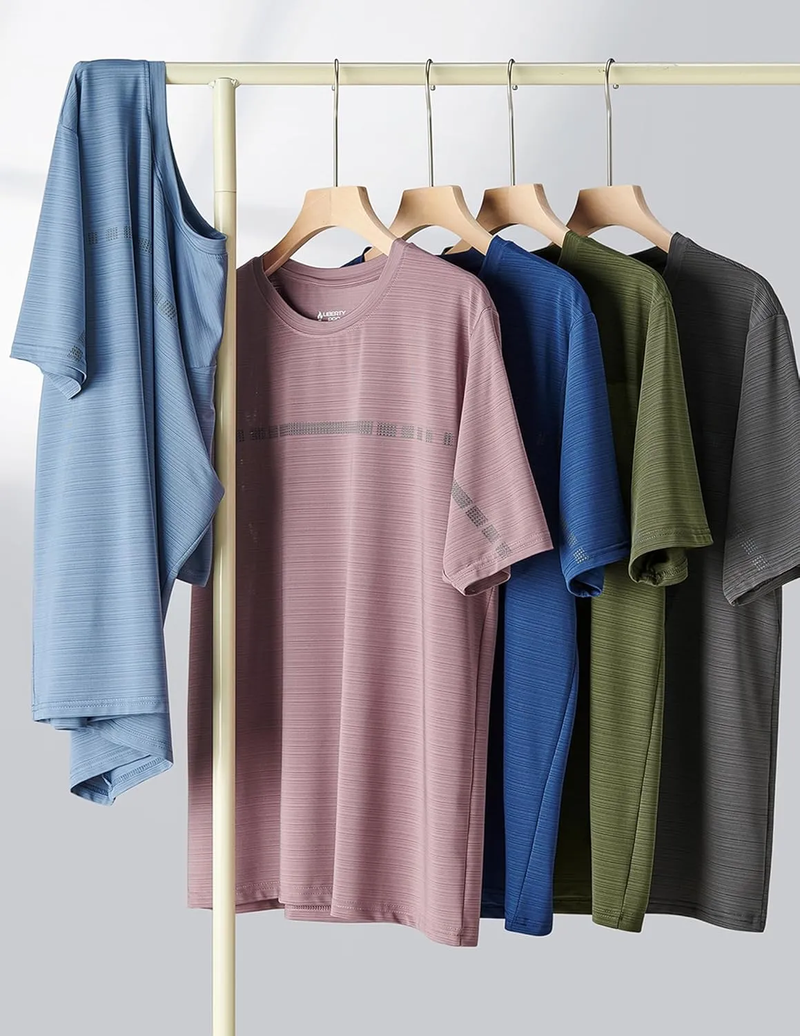 5 Pack Men??s Active Quick Dry Crew Neck T Shirts | Athletic Running Gym Workout Short Sleeve Tee Tops Bulk
