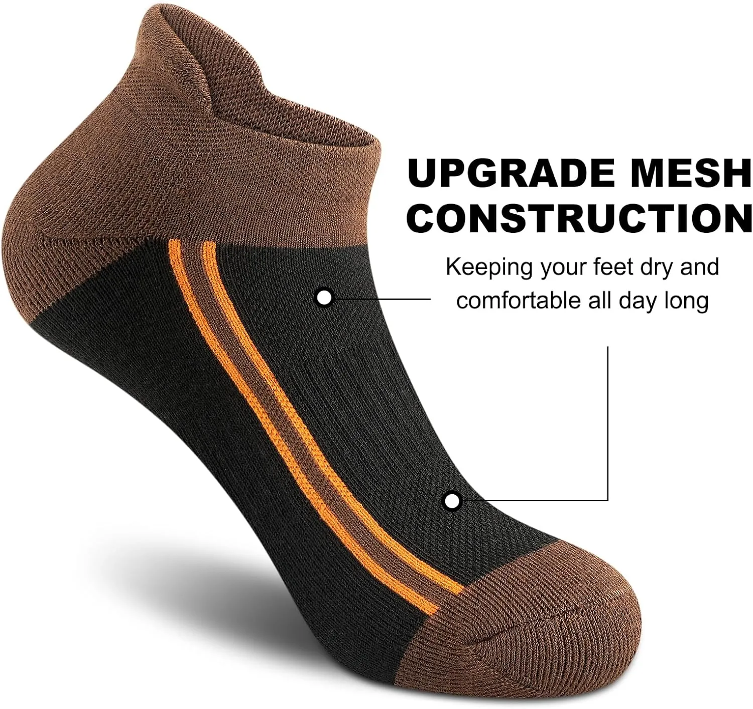 Gonii Men's Running Athletic Ankle Socks - Thick Cushioned Low Cut Socks (5 Pairs)