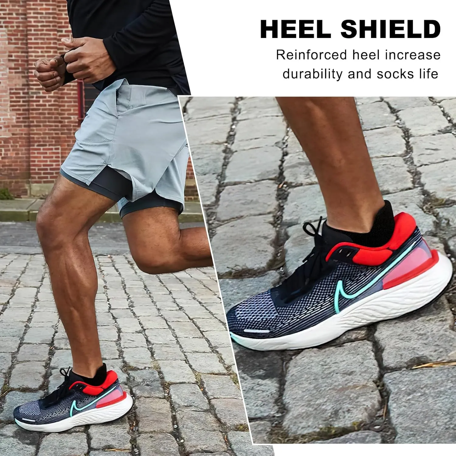 Gonii Men's Running Athletic Ankle Socks - Thick Cushioned Low Cut Socks (5 Pairs)