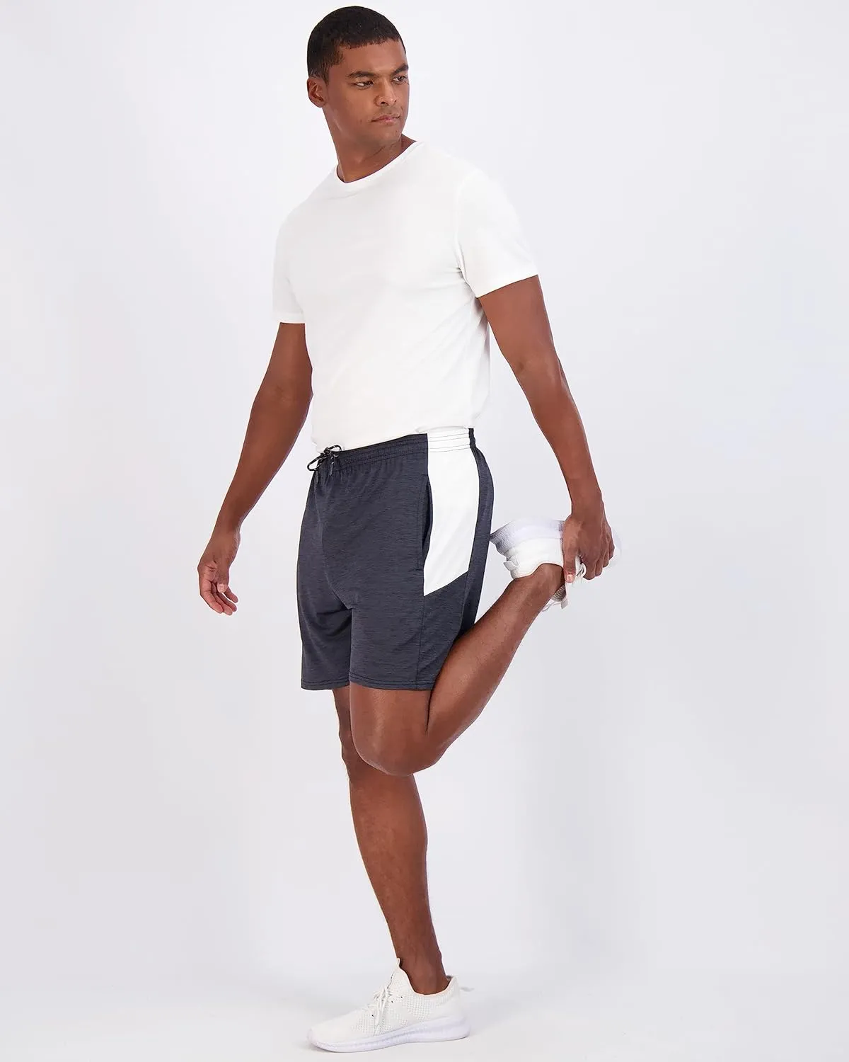 Real Essentials 5 Pack: Men's 5" Inseam Dry-Fit Running Workout Shorts - Pockets & Drawstring (Available in Big & Tall)