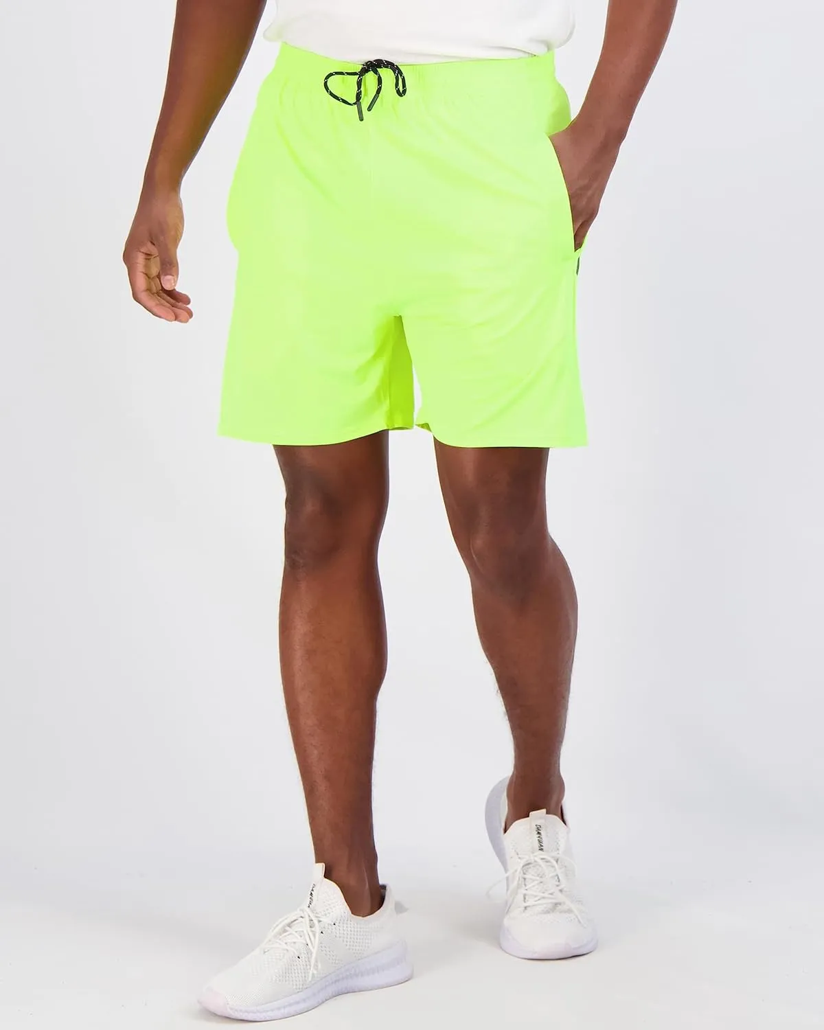 Real Essentials 5 Pack: Men's 5" Inseam Dry-Fit Running Workout Shorts - Pockets & Drawstring (Available in Big & Tall)