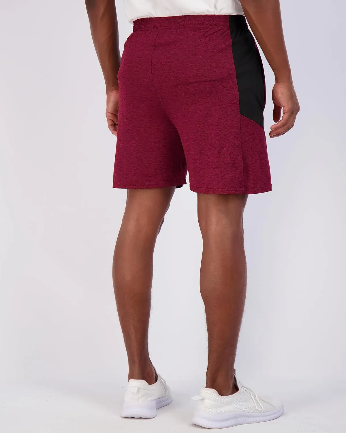 Real Essentials 5 Pack: Men's 5" Inseam Dry-Fit Running Workout Shorts - Pockets & Drawstring (Available in Big & Tall)