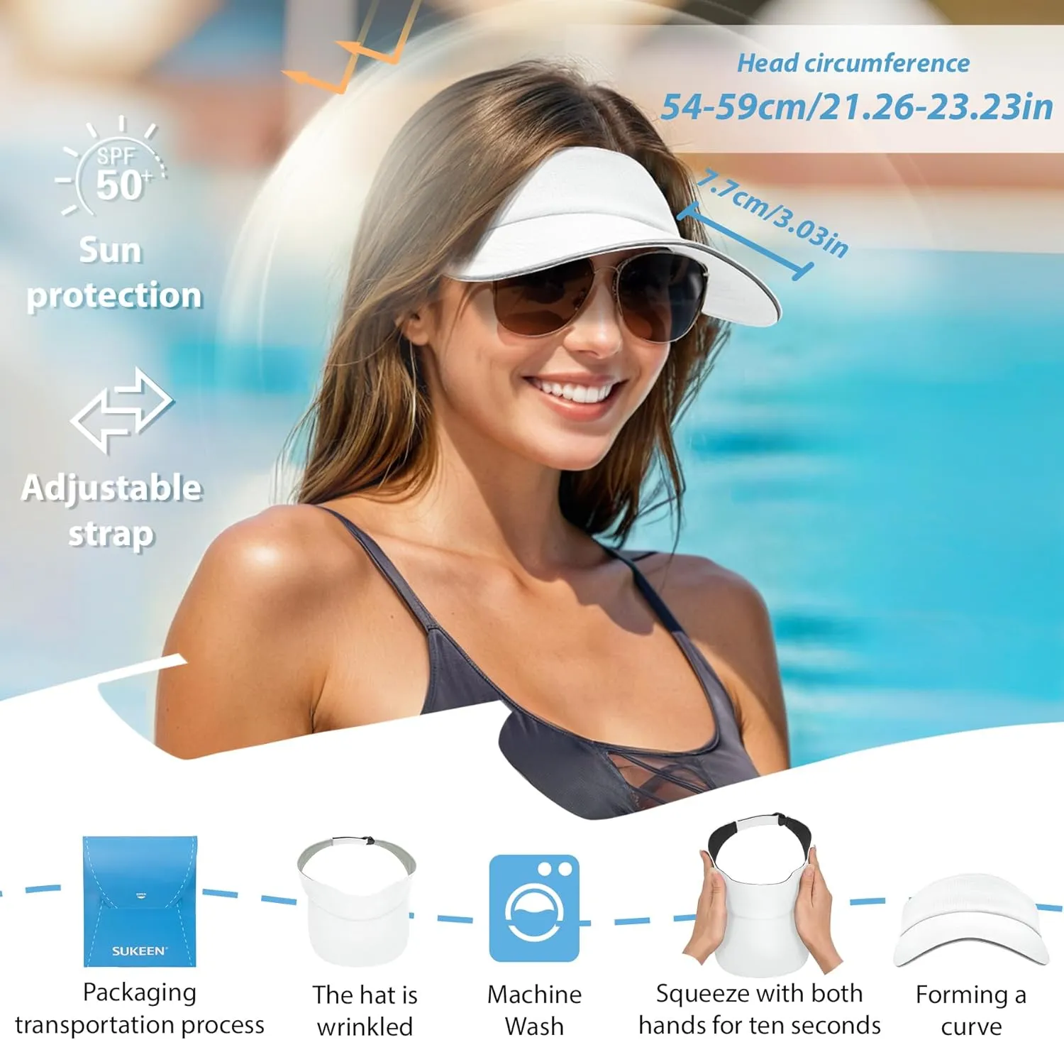 Sukeen Women's Adjustable Fit Runners Lightweight Comfort Performance Visor, Sports Sun Visor One Size Fits Most