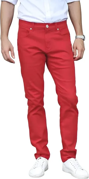 TEGIAS Men's Slim-Fit Stretch Plaid Jean Classic Comfort Regular Fit