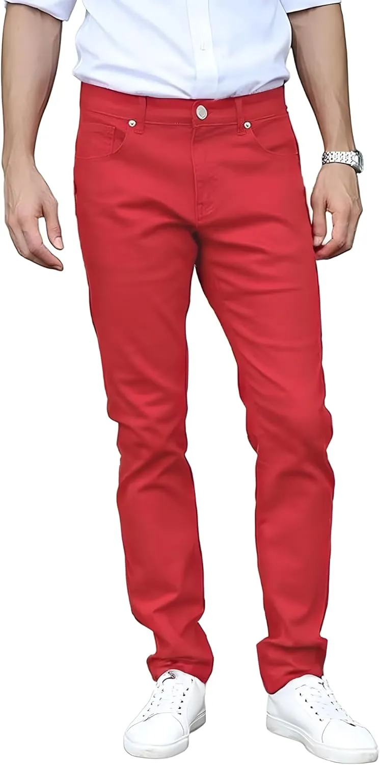 TEGIAS Men's Slim-Fit Stretch Plaid Jean Classic Comfort Regular Fit